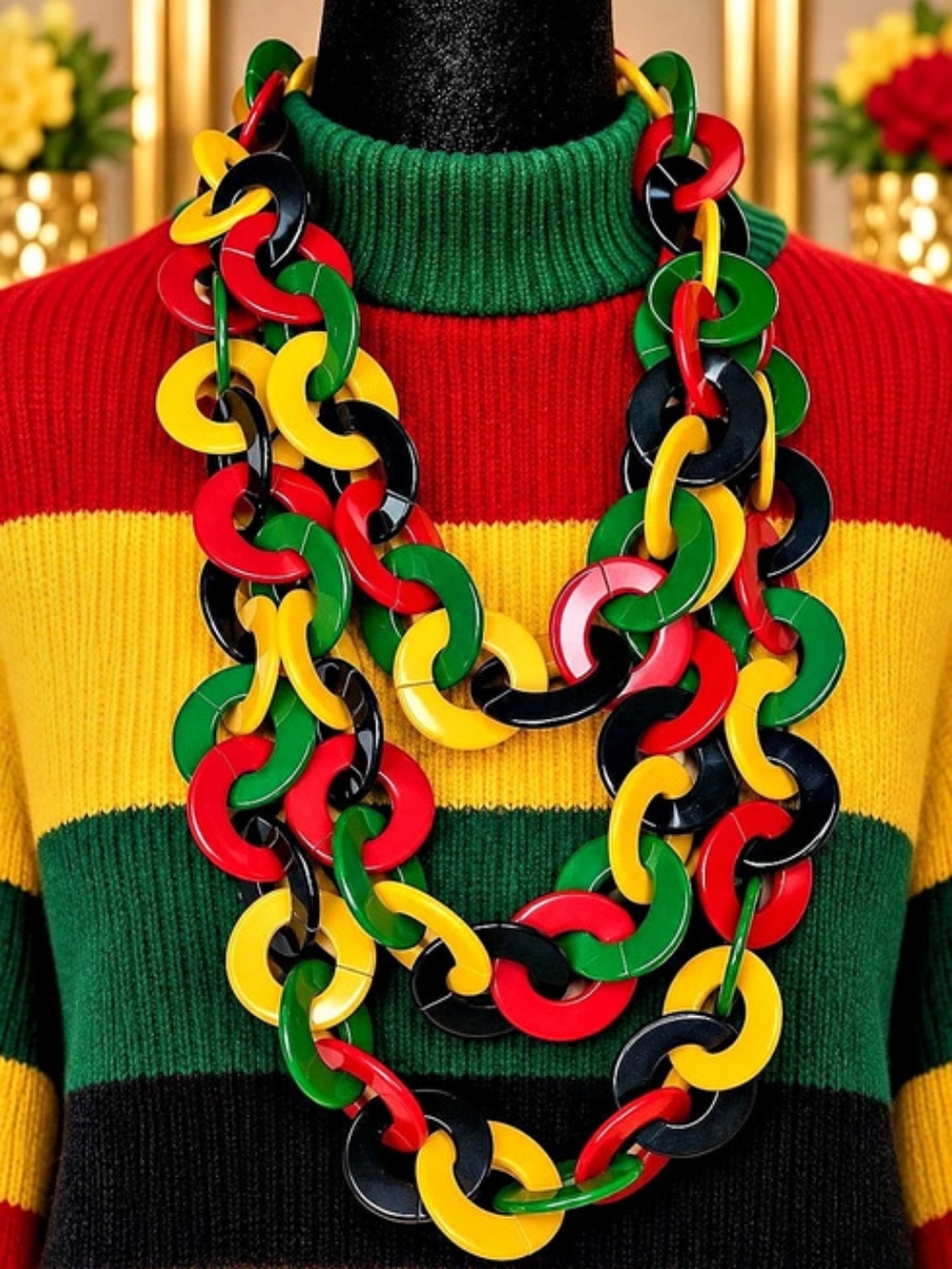 Multicolor Statement Chain Necklace Like New